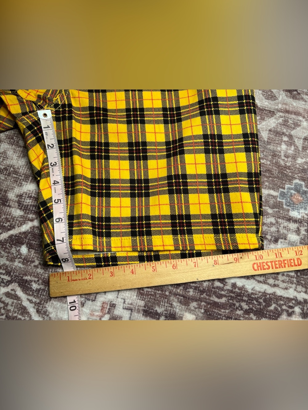 Drill Clothing Co. Fresh Prints of Bel-Air Stretch Twill Yellow Plaid Shorts|XL - Picture 4 of 14